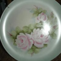 pink rose hanging plate, 1 of set of 2