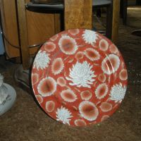 red and white hanging plate
